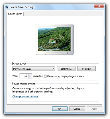 Windows Screen Saver Settings Dialog
